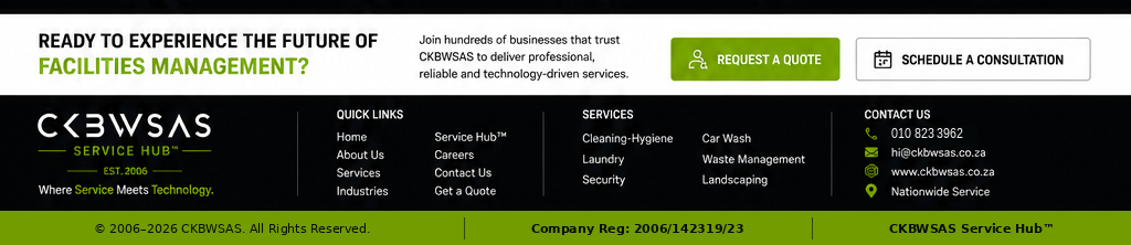 CKBWSAS Service Hub contact and footer information