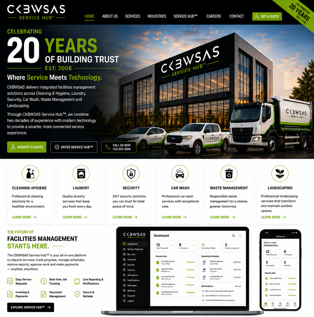 CKBWSAS Service Hub facilities management landing page