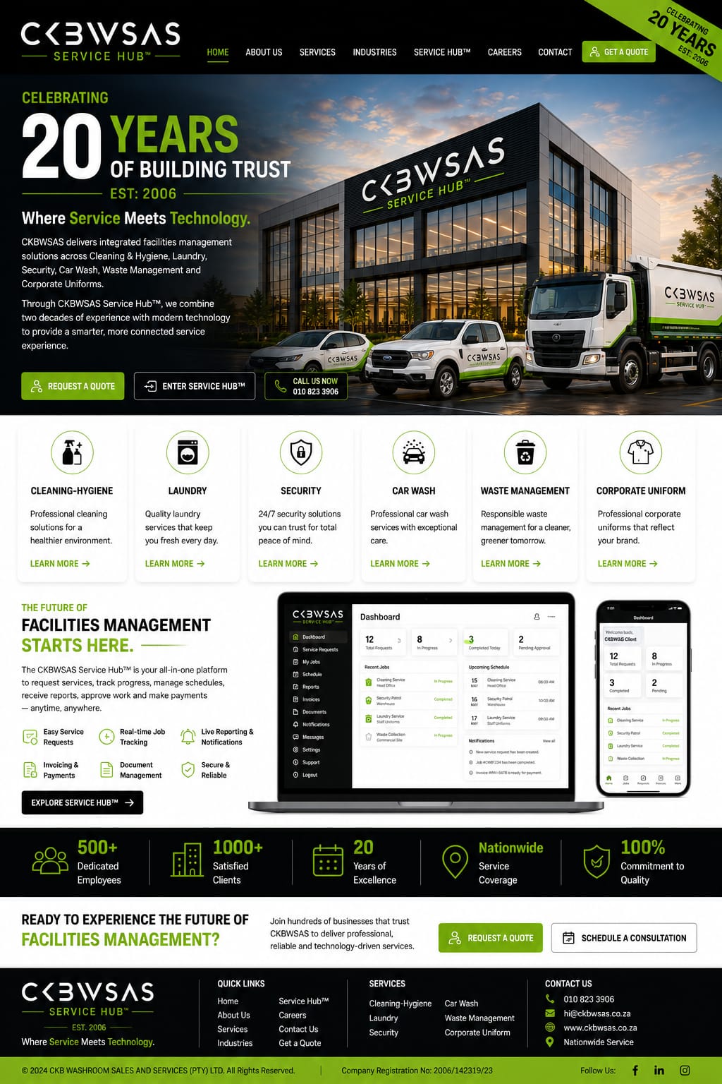 CKBWSAS Service Hub approved website first page